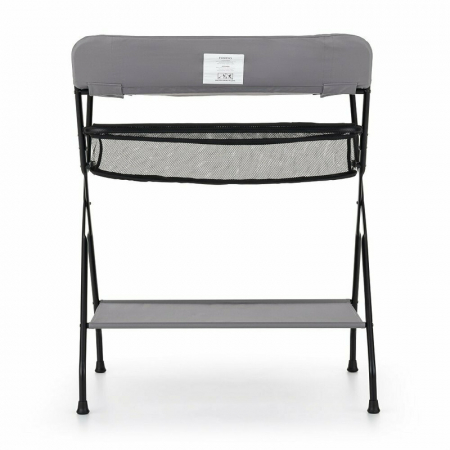 Masuta pentru infasat si schimbat scutece, Feedo, Multifunctionala, Pliabila, Cu raft pentru depozitare si compartiment lateral, Realizata din fier, panza si in, 80.5 x 67 x 102.5 cm, Gri [2]
