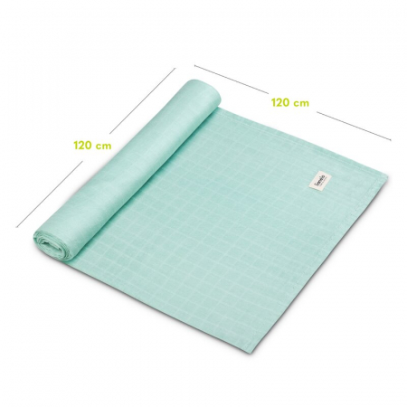 Muselina, Lionelo, Multifunctionala, Din bambus, Ideala pentru infasat, Cu proprietati antibacteriene, antifungice si antialergice, Lavabila la masina de spalat, 120x120 cm, Verde [7]