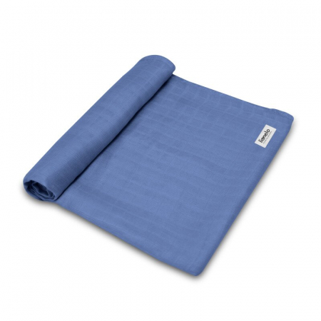 Mobilier si Lenjerie - Muselina, Lionelo, Multifunctionala, Din bambus, Ideala pentru infasat, Cu proprietati antibacteriene, antifungice si antialergice, Lavabila la masina de spalat, 120x120 cm, Albastru