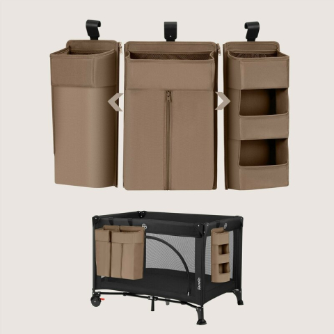 Organizator multifunctional, Lionelo, Sidepocket L, 58x11x58 cm, 3 parti independente cu multiple buzunare, Universal, Constructie ranforsata, Bej [10]