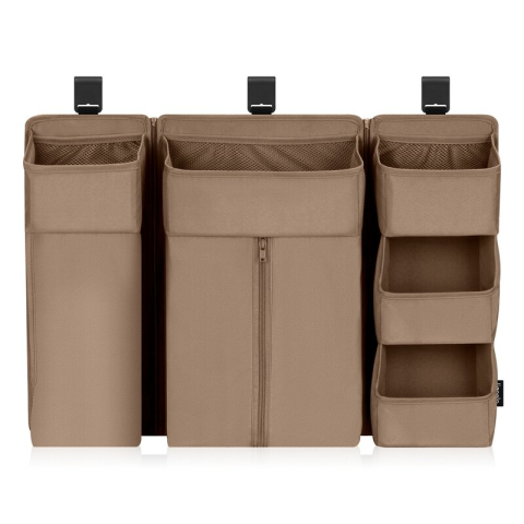 Alte Piese de Mobilier - Organizator multifunctional, Lionelo, Sidepocket L, 58x11x58 cm, 3 parti independente cu multiple buzunare, Universal, Constructie ranforsata, Bej