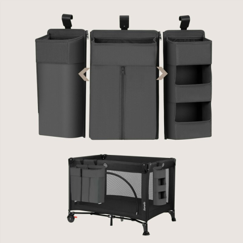 Organizator multifunctional, Lionelo, Sidepocket L, 58x11x58 cm, 3 parti independente cu multiple buzunare, Universal, Constructie ranforsata, Gri [10]