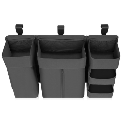 Organizator multifunctional, Lionelo, Sidepocket L, 58x11x58 cm, 3 parti independente cu multiple buzunare, Universal, Constructie ranforsata, Gri [7]