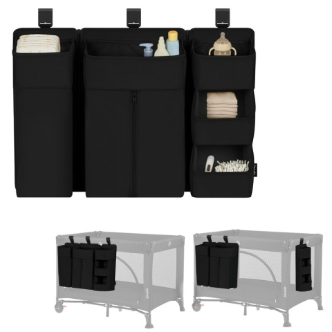 Organizator multifunctional, Lionelo, Sidepocket L, 58x11x58 cm, 3 parti independente cu multiple buzunare, Universal, Constructie ranforsata, Negru [9]