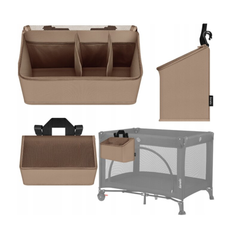 Organizator multifunctional, Lionelo, Sidepocket M, 43x15x23 cm, 3 compartimente, Universal, Constructie ranforsata, Bej [7]