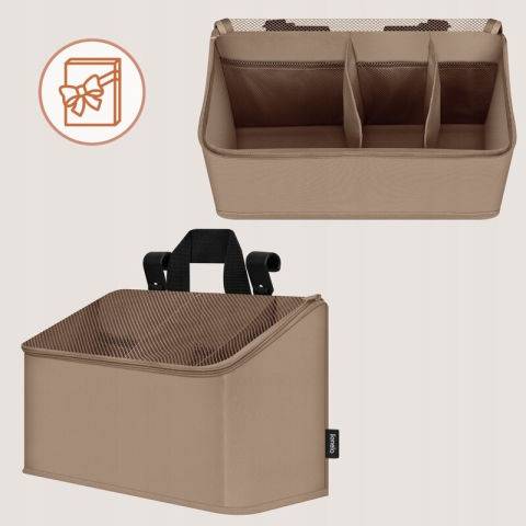 Organizator multifunctional, Lionelo, Sidepocket M, 43x15x23 cm, 3 compartimente, Universal, Constructie ranforsata, Bej [2]
