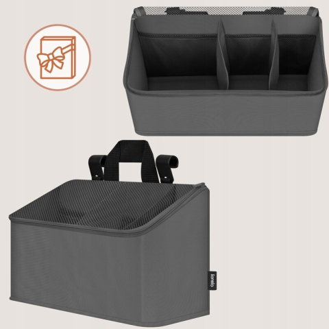 Organizator multifunctional, Lionelo, Sidepocket M, 43x15x23 cm, 3 compartimente, Universal, Constructie ranforsata, Gri [3]