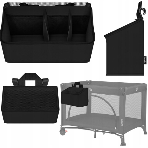 Organizator multifunctional, Lionelo, Sidepocket M, 43x15x23 cm, 3 compartimente, Universal, Constructie ranforsata, Negru [5]