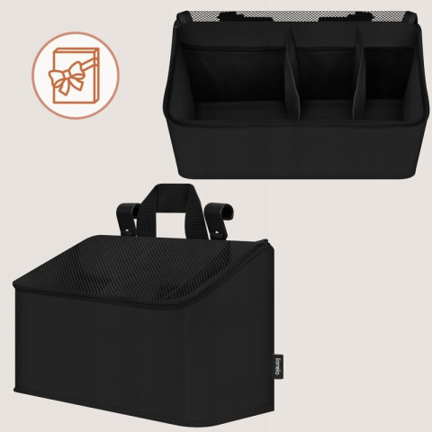 Organizator multifunctional, Lionelo, Sidepocket M, 43x15x23 cm, 3 compartimente, Universal, Constructie ranforsata, Negru [13]