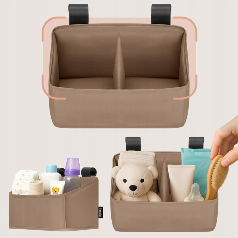Organizator multifunctional, Lionelo, Sidepocket S, 26x12x15 cm, 2 compartimente, Universal, Constructie ranforsata, Bej [13]