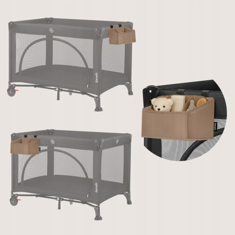 Organizator multifunctional, Lionelo, Sidepocket S, 26x12x15 cm, 2 compartimente, Universal, Constructie ranforsata, Bej [8]