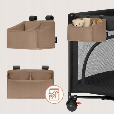 Organizator multifunctional, Lionelo, Sidepocket S, 26x12x15 cm, 2 compartimente, Universal, Constructie ranforsata, Bej [10]