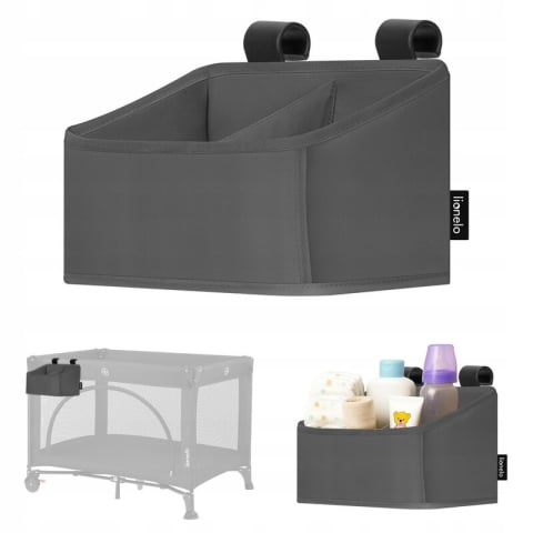 Organizator multifunctional, Lionelo, Sidepocket S, 26x12x15 cm, 2 compartimente, Universal, Constructie ranforsata, Gri [14]