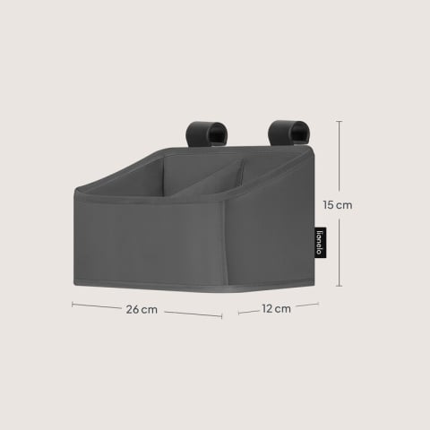 Organizator multifunctional, Lionelo, Sidepocket S, 26x12x15 cm, 2 compartimente, Universal, Constructie ranforsata, Gri [7]