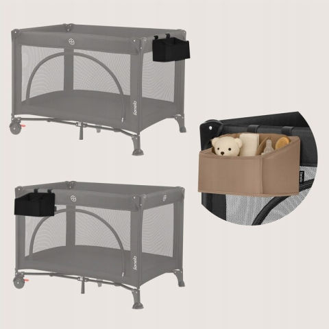 Organizator multifunctional, Lionelo, Sidepocket S, 26x12x15 cm, 2 compartimente, Universal, Constructie ranforsata, Negru [8]