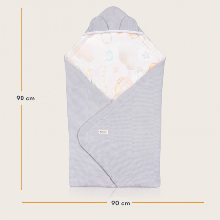 Paturica de infasat, Lionelo, Pentru scoica auto, carucior si landou, Cu multiple utilizari, Cu inchidere arici velcro, Dimensiune 90x90 cm, Din bumbac, TOG 2.5, 12-18 luni, Albastru [10]