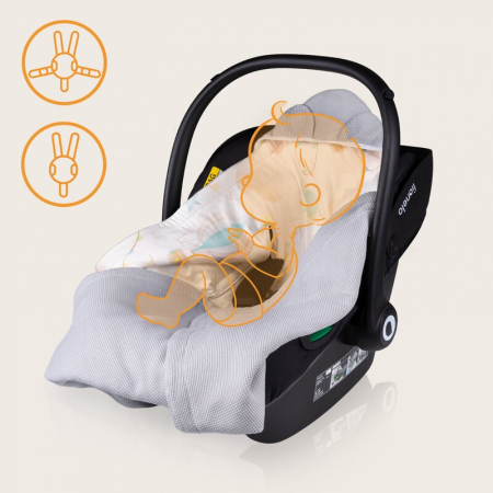 Paturica de infasat, Lionelo, Pentru scoica auto, carucior si landou, Cu multiple utilizari, Cu inchidere arici velcro, Dimensiune 90x90 cm, Din bumbac, TOG 2.5, 12-18 luni, Albastru [11]