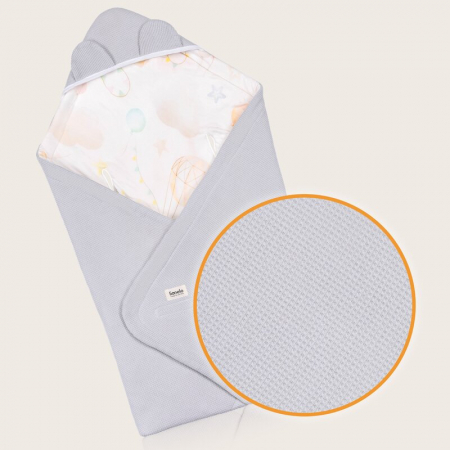 Paturica de infasat, Lionelo, Pentru scoica auto, carucior si landou, Cu multiple utilizari, Cu inchidere arici velcro, Dimensiune 90x90 cm, Din bumbac, TOG 2.5, 12-18 luni, Albastru [6]