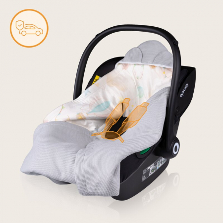 Paturica de infasat, Lionelo, Pentru scoica auto, carucior si landou, Cu multiple utilizari, Cu inchidere arici velcro, Dimensiune 90x90 cm, Din bumbac, TOG 2.5, 12-18 luni, Albastru [7]