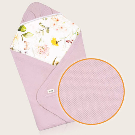 Paturica de infasat, Lionelo, Pentru scoica auto, carucior si landou, Cu multiple utilizari, Cu inchidere arici velcro, Dimensiune 90x90 cm, Din bumbac, TOG 2.5, 12-18 luni, Roz [5]