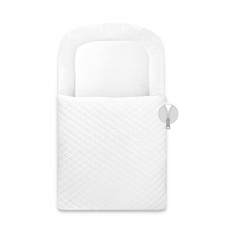 Mobilier si Lenjerie - Paturica de infasat, Qmini, Pentru botez si nu numai, Cu fermoar, 72x45 cm, Din catifea matlasata, White