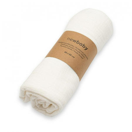 Paturica moale bebe, New Baby, Cu multiple intrebuintari, 60x60 cm, Din muselina, 100% bumbac organic, White [2]