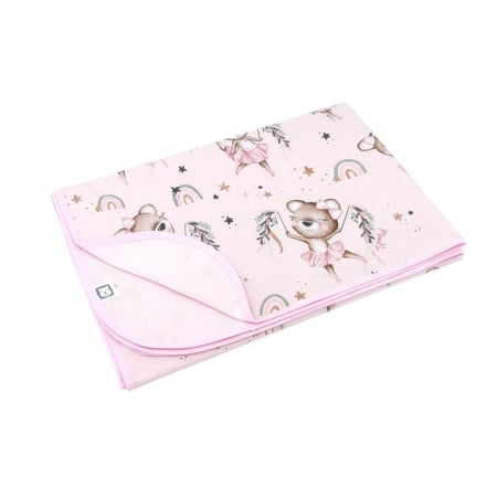 Mobilier si Lenjerie - Paturica moale, MimiNu, Cu doua fete, Dimensiune 75x100 cm, Din bumbac certificat Oeko Tex Standard 100, Design, Little Ballerina Pink
