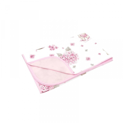 Mobilier si Lenjerie - Paturica moale, MimiNu, Cu doua fete, Dimensiune 75x100 cm, Din bumbac certificat Oeko Tex Standard 100, Design, Pink Ballerina