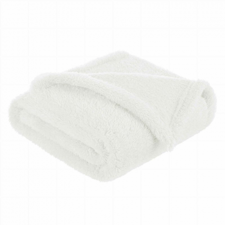 Mobilier si Lenjerie - Paturica pufoasa, Bocioland, Pentru copii, Din fleece, Dimensiune mare 80 x 100 cm, Ecru
