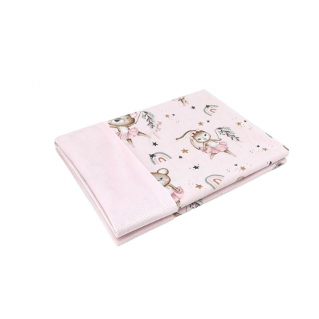Mobilier si Lenjerie - Paturica pufoasa, MimiNu, Cu doua fete, Dimensiune 75x100 cm, Din tesatura de catifea si bumbac, Materiale certificate Oeko Tex Standard 100, Design, Little Ballerina Pink