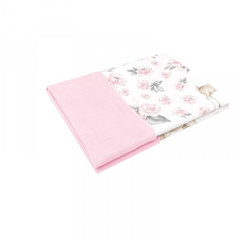 Mobilier si Lenjerie - Paturica pufoasa, MimiNu, Cu doua fete, Dimensiune 75x100 cm, Din tesatura de catifea si bumbac, Materiale certificate Oeko Tex Standard 100, Sweet Deer Pink