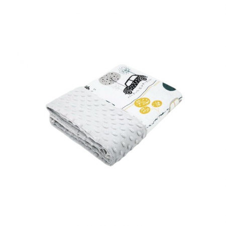 Mobilier si Lenjerie - Paturica pufoasa, MimiNu, Cu doua fete, Dimensiune 75x100 cm, Din tesatura Minky si bumbac, Materiale certificate Oeko Tex Standard 100, Childrens Journey Grey