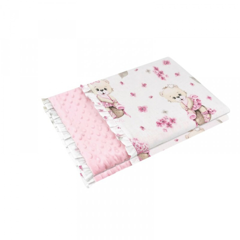 Mobilier si Lenjerie - Paturica pufoasa, MimiNu, Cu doua fete, Dimensiune 75x100 cm, Din tesatura minky si bumbac, Materiale certificate Oeko Tex Standard 100, Design, Pink Ballerina