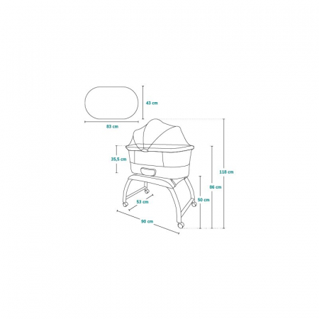 Patut balansoar, Lionelo, Coral, Cu landou ergonomic detasabil, Functie de balansare integrata, Functie de cantar, Sunete si cantece de leagan, Cu roti, Panou tactil sau telecomanda, 0-9 kg, EN 1130:2 [17]