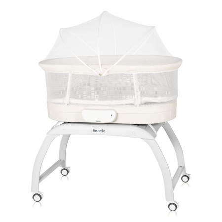 Mobilier si Lenjerie - Patut balansoar, Lionelo, Coral, Cu landou ergonomic detasabil, Functie de balansare integrata, Functie de cantar, Sunete si cantece de leagan, Cu roti, Panou tactil sau telecomanda, 0-9 kg, EN 1130:2