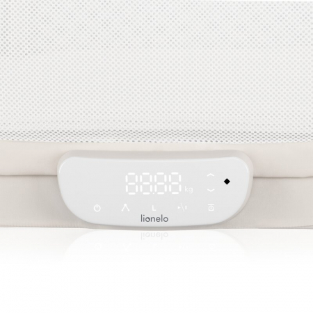 Patut balansoar, Lionelo, Coral, Cu landou ergonomic detasabil, Functie de balansare integrata, Functie de cantar, Sunete si cantece de leagan, Cu roti, Panou tactil sau telecomanda, 0-9 kg, EN 1130:2 [7]