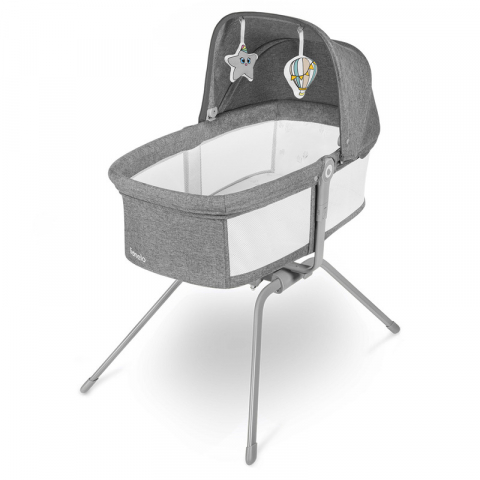 Patut balansoar, Lionelo, Malin, 3 in 1, Pliabil, 0-9 kg, Geanta Transport, Asamblare Rapida, Ultra-Usor, Conform cu standardele europeane de securitate EN1130 si EN16890, Gri [1]