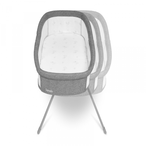 Patut balansoar, Lionelo, Malin, 3 in 1, Pliabil, 0-9 kg, Geanta Transport, Asamblare Rapida, Ultra-Usor, Conform cu standardele europeane de securitate EN1130 si EN16890, Gri [8]