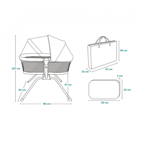 Patut balansoar, Lionelo, Malin Evo, 3 in 1, Pliabil, 0-9 kg, Geanta Transport, Asamblare Rapida, Ultra-Usor, Conform cu standardele europeane de securitate EN1130 si EN16890, Bej [33]
