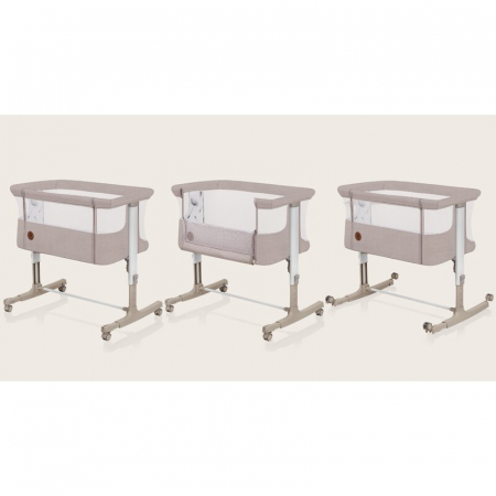 Patut co-sleeper, Lionelo, Aurora, 3 in 1, Cu leganare si setare unghiulara, Include saltea cu densitate T25 si geanta transport, Reglabil in 5 pozitii, Pana la 9 kg, 0 luni+, 85x60x66 cm, Certificari [47]