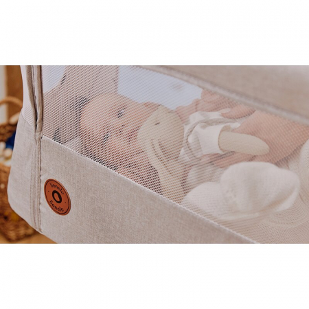 Patut co-sleeper, Lionelo, Aurora, 3 in 1, Cu leganare si setare unghiulara, Include saltea cu densitate T25 si geanta transport, Reglabil in 5 pozitii, Pana la 9 kg, 0 luni+, 85x60x66 cm, Certificari [37]