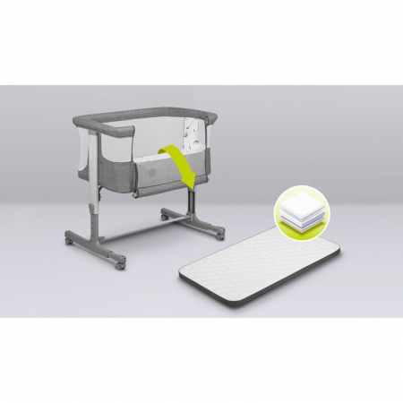 Patut co-sleeper, Lionelo, Aurora, 3 in 1, Cu leganare si setare unghiulara, Include saltea cu densitate T25 si geanta transport, Reglabil in 5 pozitii pe inaltime, Pana la 9 kg, 0 luni+, 85x60x66 cm, [28]