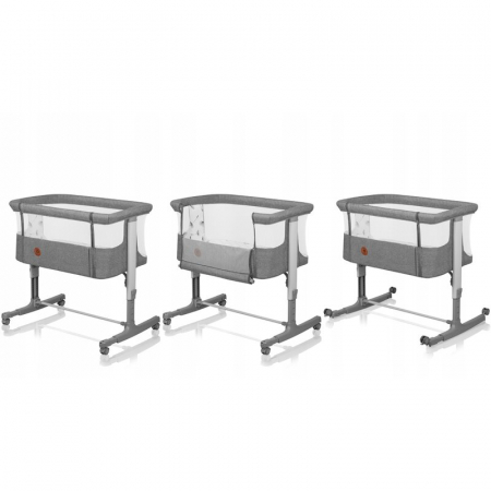 Patut co-sleeper, Lionelo, Aurora, 3 in 1, Cu leganare si setare unghiulara, Include saltea cu densitate T25 si geanta transport, Reglabil in 5 pozitii pe inaltime, Pana la 9 kg, 0 luni+, 85x60x66 cm, [30]
