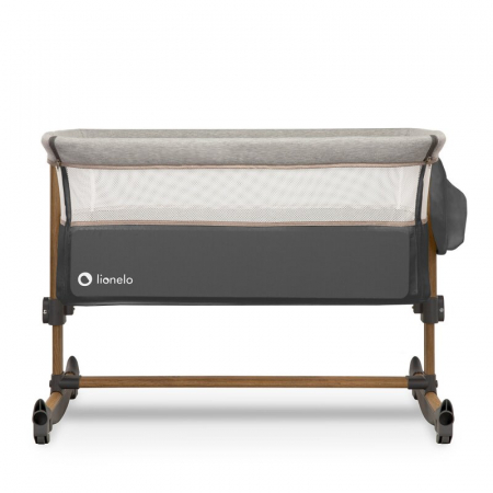 Patut co-sleeper, Lionelo, Leonie, Cu sistem de leganare, Cu setare unghiulara, Reglabil in 5 pozitii pe inaltime, Conform cu standardele europeane de securitate EN1130 si EN16890, Grey Stone [11]