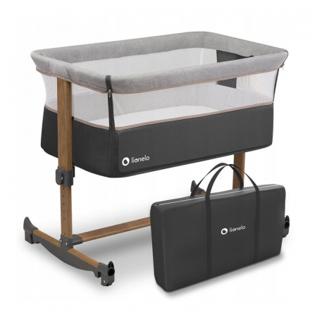 Patut co-sleeper, Lionelo, Leonie, Cu sistem de leganare, Cu setare unghiulara, Reglabil in 5 pozitii pe inaltime, Conform cu standardele europeane de securitate EN1130 si EN16890, Grey Stone [3]
