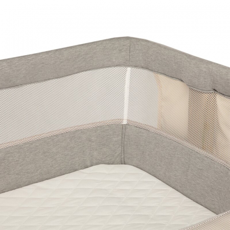 Patut co-sleeper, Lionelo, Leonie, Cu sistem de leganare, Cu setare unghiulara, Reglabil in 5 pozitii pe inaltime, Conform cu standardele europeane de securitate EN1130 si EN16890, Beige Sand [19]