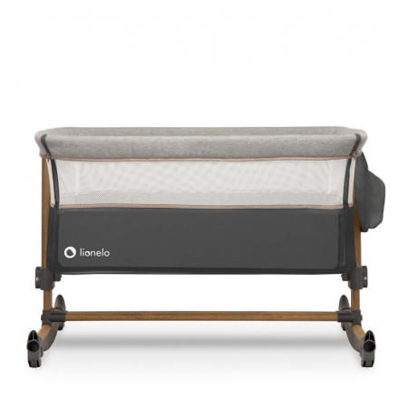 Patut co-sleeper, Lionelo, Leonie, Cu sistem de leganare, Cu setare unghiulara, Reglabil in 5 pozitii pe inaltime, Conform cu standardele europeane de securitate EN1130 si EN16890, Grey Stone [12]
