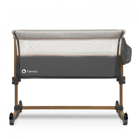 Patut co-sleeper, Lionelo, Leonie, Cu sistem de leganare, Cu setare unghiulara, Reglabil in 5 pozitii pe inaltime, Conform cu standardele europeane de securitate EN1130 si EN16890, Grey Stone [10]