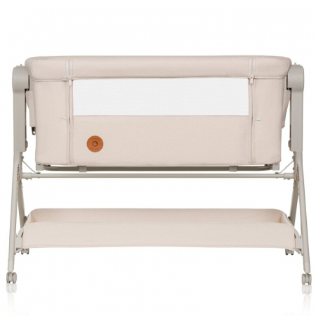 Patut co-sleeper, Lionelo, Leonie Plus, Pliabil, Cu sistem de leganare, Cu setare unghiulara, Reglabil in 6 pozitii pe inaltime, Conform cu standardele europeane de securitate EN1130 si EN16890, Bej [9]