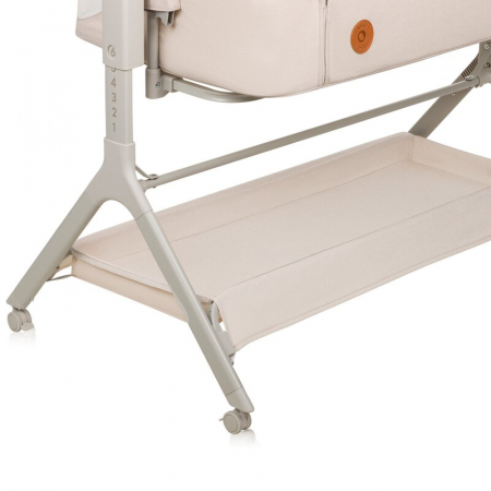 Patut co-sleeper, Lionelo, Leonie Plus, Pliabil, Cu sistem de leganare, Cu setare unghiulara, Reglabil in 6 pozitii pe inaltime, Conform cu standardele europeane de securitate EN1130 si EN16890, Bej [20]